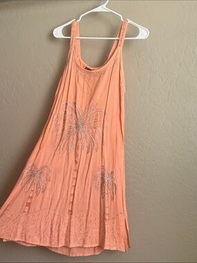 Ash Coral Sequin Palm-Print Maxi Dress